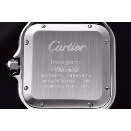 Cartier Santos Series Square Dial Steel Strap Watch Blue