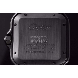 Cartier Santos Series Square Dial Steel Strap Watch Black