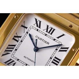 Cartier Santos Series Square Dial Steel Strap Watch Gold