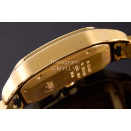 Cartier Santos Series Square Dial Steel Strap Watch Gold