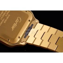 Cartier Santos Series Square Dial Steel Strap Watch Gold