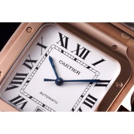 Cartier Santos Series Square Dial Steel Strap Watch Rose Gold