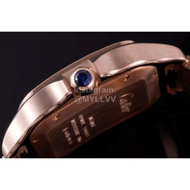 Cartier Santos Series Square Dial Steel Strap Watch Rose Gold