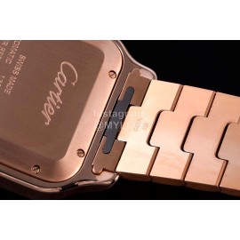 Cartier Santos Series Square Dial Steel Strap Watch Rose Gold