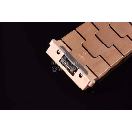 Cartier Santos Series Square Dial Steel Strap Watch Rose Gold