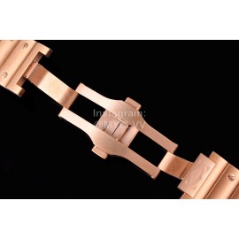 Cartier Santos Series Square Dial Steel Strap Watch Rose Gold