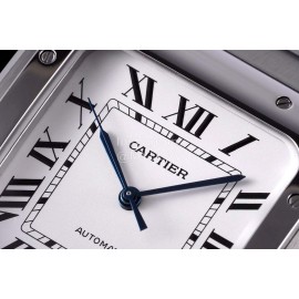 Cartier Santos Series Square Dial Steel Strap Watch White