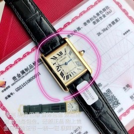 Cartier Tank Roman Numerals Square Dial Watch Black