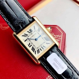 Cartier Tank Roman Numerals Square Dial Watch Black