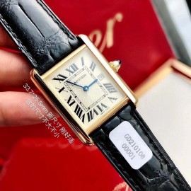 Cartier Tank Roman Numerals Square Dial Watch Black