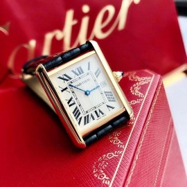 Cartier Tank Roman Numerals Square Dial Watch Black