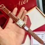 Cartier Tank Roman Numerals Square Dial Watch Brown