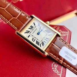 Cartier Tank Roman Numerals Square Dial Watch Brown