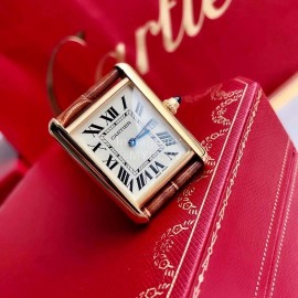 Cartier Tank Roman Numerals Square Dial Watch Brown