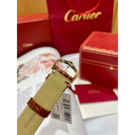 Cartier Tank Roman Numerals Square Dial Brown Leather Strap Watch