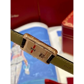 Cartier Tank Roman Numerals Square Dial Leather Strap Watch