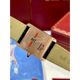 Cartier Tank Roman Numerals Square Dial Leather Strap Watch