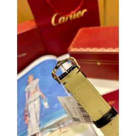 Cartier Tank Roman Numerals Square Dial Leather Strap Watch