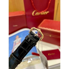 Cartier Tank Roman Numerals Square Dial Leather Strap Watch