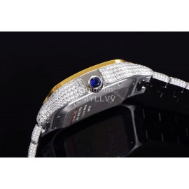 Cartier Fashion 40mm Diamond Gold Dial Steel Strap Watch