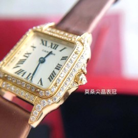 PanthèRe De Cartier Diamond Quartz Watch For Women Brown
