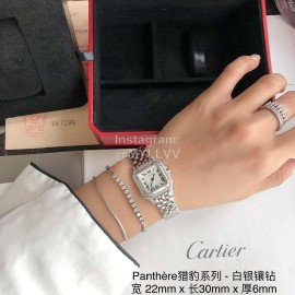PanthèRe De Cartier Diamond Steel Belt Quartz Watch For Women Silver