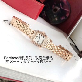PanthèRe De Cartier Diamond Steel Belt Quartz Watch For Women Rose Gold