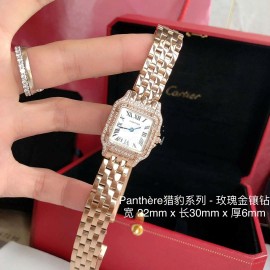 PanthèRe De Cartier Diamond Steel Belt Quartz Watch For Women Rose Gold