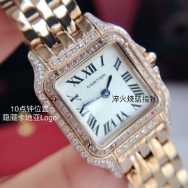 PanthèRe De Cartier Diamond Steel Belt Quartz Watch For Women Rose Gold