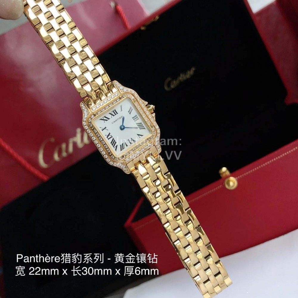 PanthèRe De Cartier Diamond Steel Belt Quartz Watch For Women Gold