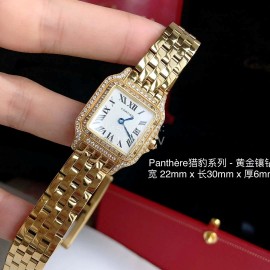 PanthèRe De Cartier Diamond Steel Belt Quartz Watch For Women Gold