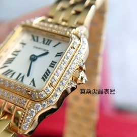 PanthèRe De Cartier Diamond Steel Belt Quartz Watch For Women Gold