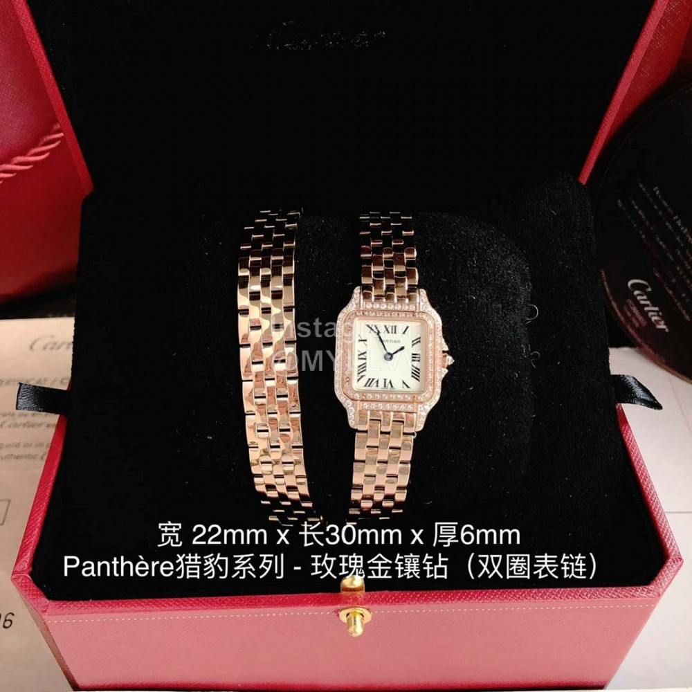 PanthèRe De Cartier Steel Belt Diamond Quartz Watch For Women Rose Gold