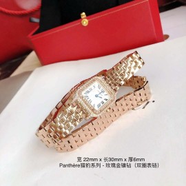 PanthèRe De Cartier Steel Belt Diamond Quartz Watch For Women Rose Gold
