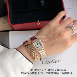 PanthèRe De Cartier Steel Belt Diamond Quartz Watch For Women Rose Gold