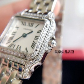 PanthèRe De Cartier Steel Belt Diamond Quartz Watch For Women Silver