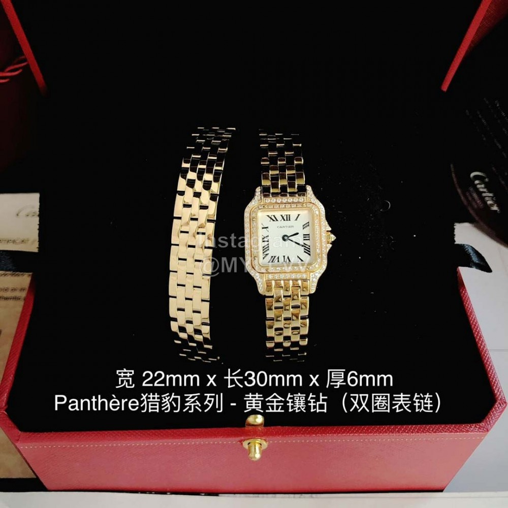 PanthèRe De Cartier Steel Belt Diamond Quartz Watch For Women Gold