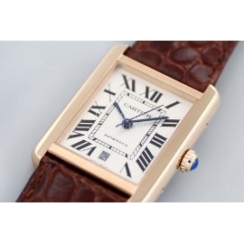 Cartier Tw Factory Square Dial Mechanical Watch For Men Brown