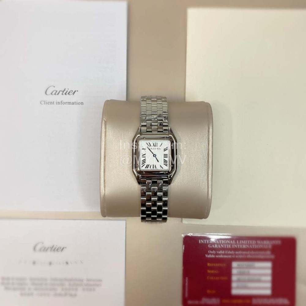 Cartier Steel Belt Square Dial Quartz Watch Silver