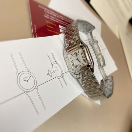 Cartier Steel Belt Square Dial Quartz Watch Silver