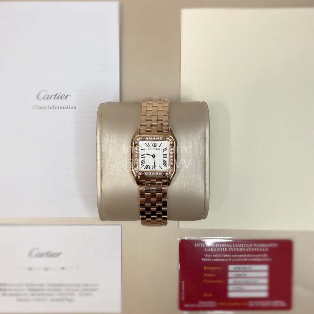 Cartier Steel Belt Square Dial Diamond Quartz Watch Gold