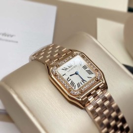 Cartier Steel Belt Square Dial Diamond Quartz Watch Gold