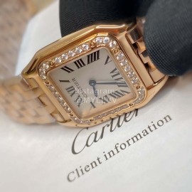 Cartier Steel Belt Square Dial Diamond Quartz Watch Gold