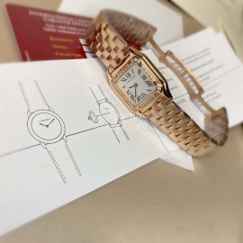 Cartier Steel Belt Square Dial Diamond Quartz Watch Gold