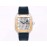 Cartier Square Hollow Dial Leather Strap Watch Rose Gold