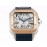 Cartier Square Hollow Dial Leather Strap Watch Rose Gold