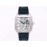 Cartier Square Hollow Dial Leather Strap Watch Silver