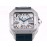 Cartier Square Hollow Dial Leather Strap Watch Silver