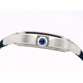 Cartier Square Hollow Dial Leather Strap Watch Silver