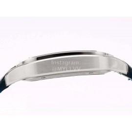 Cartier Square Hollow Dial Leather Strap Watch Silver